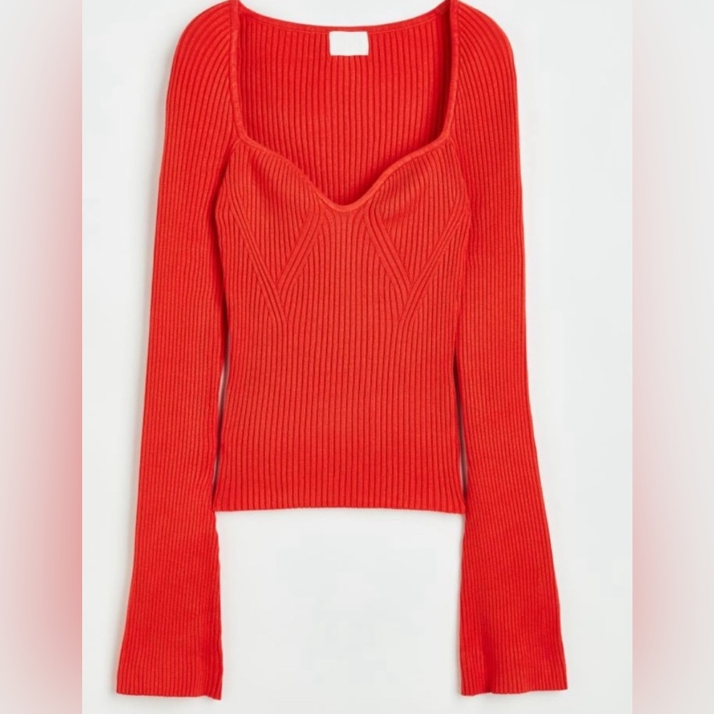 H&M Rib-knit Sweater - Red/ Orange (small)